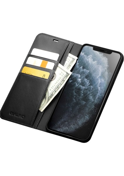 Apple iPhone 11 Pro Için Kartlıklı Cüzdan Tasarımlı Deri Telefon Kılıfı - Siyah (Yurt Dışından) fırsatları