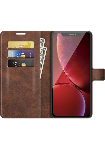 Apple iPhone 13 Pro Max Için Pu Deri Standlı Manyetik Tokalı Telefon Kılıfı - Koyu Kahverengi (Yurt Dışından)