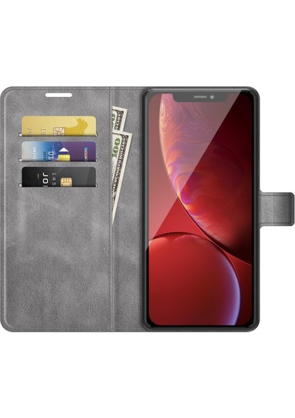 Apple iPhone 13 Pro Için Pu Deri Standlı Cüzdan Tasarımlı Telefon Kılıfı - Gri (Yurt Dışından)