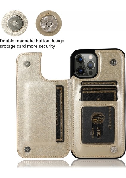 Apple iPhone 13 Pro Için Pu Deri Kaplamalı Tpu Manyetik Çiçek Desenli Standlı Çizilmeye Dayanıklı Telefon Kılıfı - Mor (Yurt Dışından)