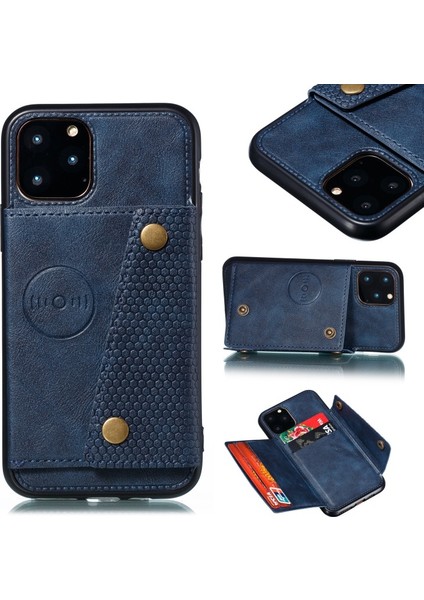 Apple iPhone 12 Mini Için Dahili Manyetik Levhalı Pu Deri + Tpu Telefon Kapağı - Mavi (Yurt Dışından)