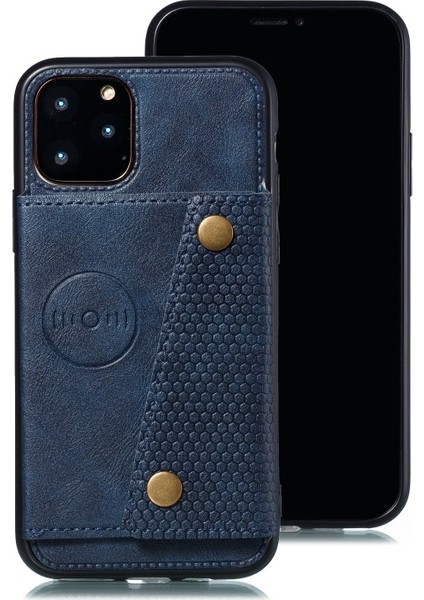 Apple iPhone 12 Mini Için Dahili Manyetik Levhalı Pu Deri + Tpu Telefon Kapağı - Mavi (Yurt Dışından)
