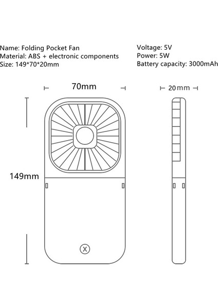 Asma Boyunlu Fanlar Mini Taşınabilir Katlanır USB Sessiz (Yurt Dışından)