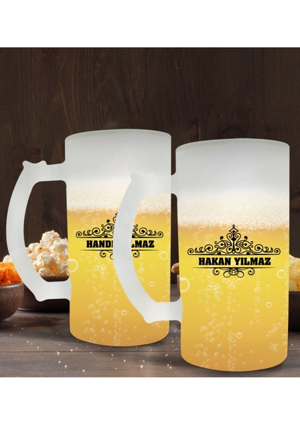 Kişiye Özel Isimli 2’li Buzlu Cam Bira Bardağı 50CL-32