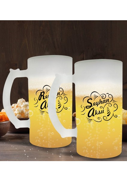 Kişiye Özel Isimli 2’li Buzlu Cam Bira Bardağı 50CL-5