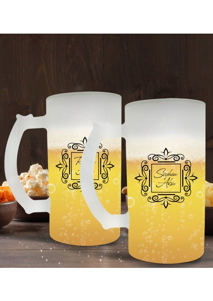 Kişiye Özel Isimli 2’li Buzlu Cam Bira Bardağı 50CL-1