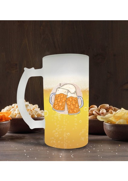 Gift Bira Tasarımlı Buzlu Cam Bira Bardağı 50CL-1