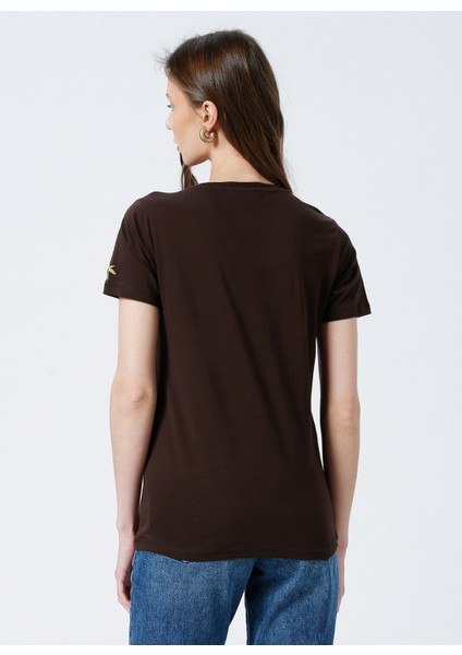 Bisiklet Yaka Düz Kahve Kadın T-Shirt TENGIZ modelleri