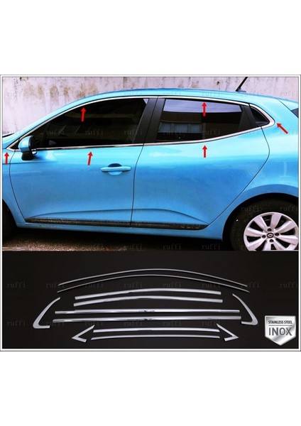 Renault Clio 5 Krom Cam Çerçevesi 12 Parça 2020 Ve Üzeri Paslanmaz Çelik (HB) fiyatları