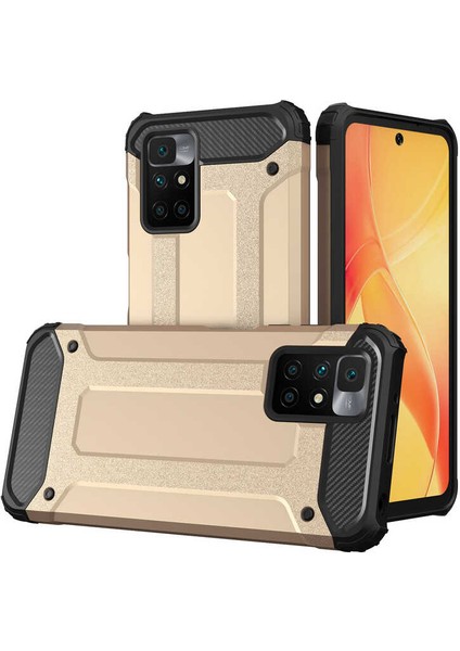 Xiaomi Redmi Note 11 4G Kılıf Military Armor Çift Katmanlı Crash Silikon Kılıf Altın