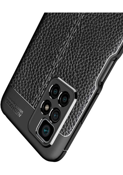 Xiaomi Redmi Note 11 4G Kılıf Rugan Armor Deri Görünümlü Yüksek Kalite Silikon Niss Kırmızı