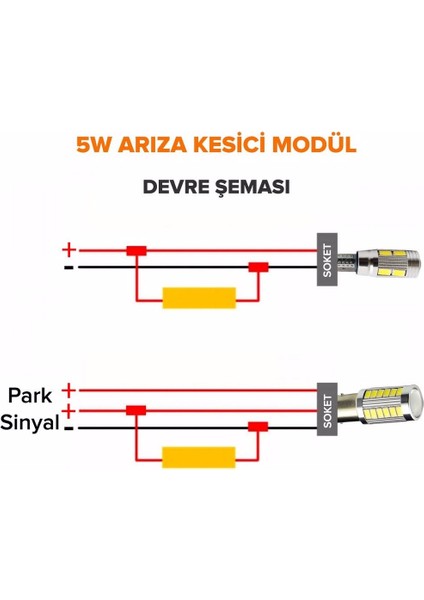 Car Accesorıes 5W Park Ledleri Için Dipsiz T10 Arıza Kesici Taş Modüllü