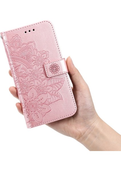 Xiaomi Poco X3 Nfc Için Pu Deri Çiçekl Desenli Cüzdan Tasarımlı Telefon Kılıfı ile Ayarlanabilir Kordon - Pembe (Yurt Dışından)