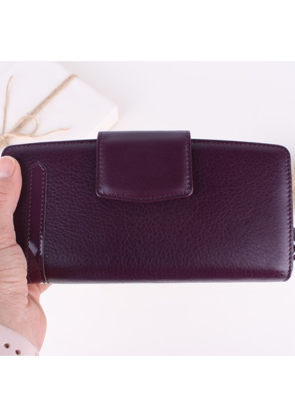 2714 Kadın Deri Cüzdan Mürdüm