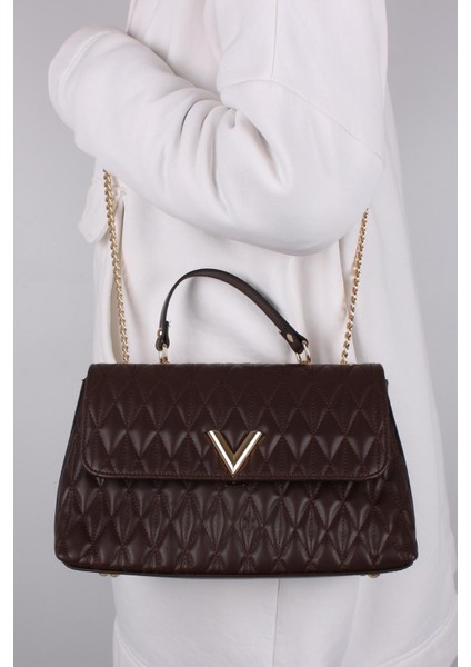 MT1378 Kahve Kadın Kapitone Çapraz Omuz Çantası