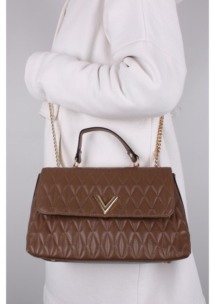 MT1378 Vizon Kadın Kapitone Çapraz Omuz Çantası