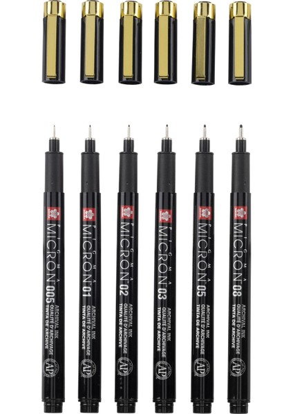 Pigma Micron Black & Gold Edition Teknik Çizim Kalemi Seti 6'lı fiyatları