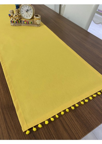 Ponponlu Sıvı Geçirmez Runner Sarı 40X140
