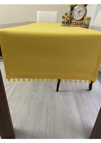 Ponponlu Sıvı Geçirmez Runner Sarı 40X140