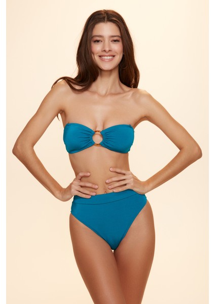 Klain Halkalı Soft Starplez Bikini Tek Üst Petrol 229113