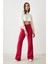 Lime Moda Ispanyol Paça Pantolon-Fuşya