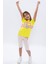 Limon Sarısı Kız Çocuk Bisiklet Yaka Bermuda Tayt Takım 1