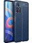 Casestreet Xiaomi Poco M4 Pro 5g Kılıf Niss Silikon Deri Görünümlü Kamera Korumalı+Nano Glass Lacivert 1