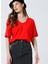 V Yaka Düz Kırmızı Kadın T-Shirt TALITA 1