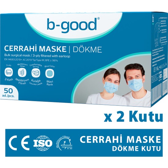 B-good Cerrahi Maske Filtreli 3 Katlı Telli 100 Adet