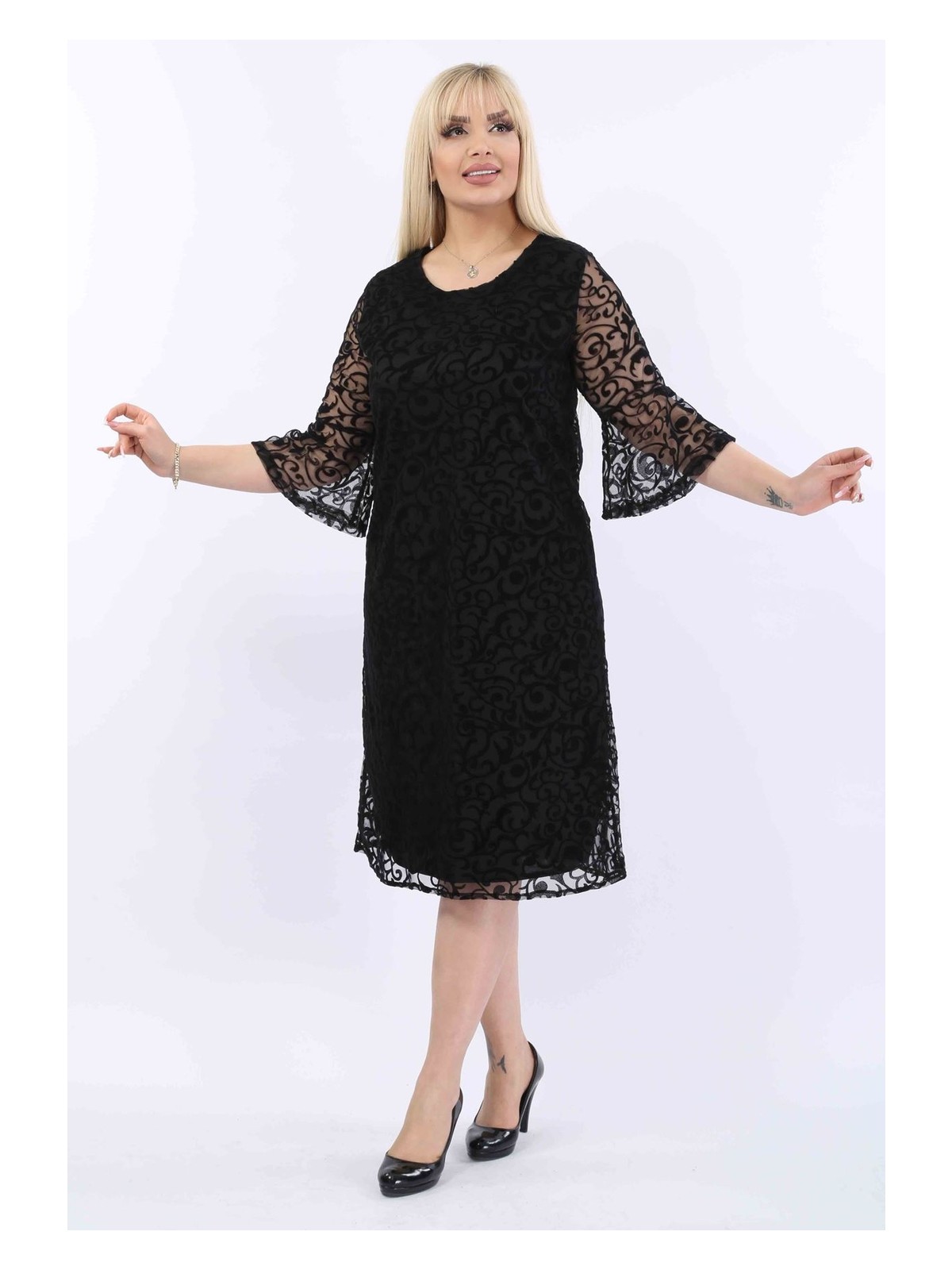 Modayız Ispanyol Kol Büyük Beden Abiye Elbise 19A-2001