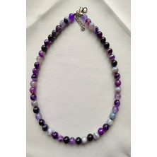 Atl Mor Akik Doğaltaş Kolye