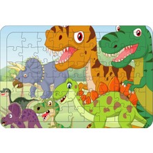 Güven Serigrafi Dinozor 2  54 Parça Ahşap Çerçeveli Puzzle Yapboz