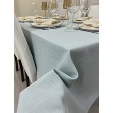 Zeren Home Keten Görünümlü Simsiz Begonvil Masa Örtüsü Açık Mint 13 Parça