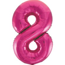 Partijet 8 Rakam Pembe Folyo Balon 40 cm