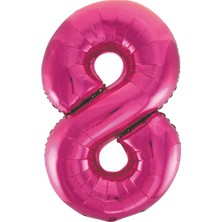 Partijet 8 Rakam Pembe Folyo Balon 40 cm