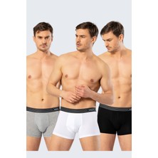 Cacharel Erkek 3'lü Boxer 1320/BEYAZ-SIYAH-GRI