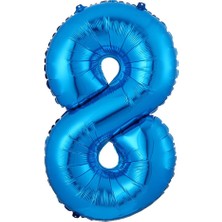 Partijet 8 Rakam Mavi Folyo Balon 40 cm