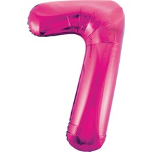Partijet 7 Rakam Pembe Folyo Balon 40 cm