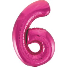 Partijet 6 Rakam Pembe Folyo Balon 40 cm