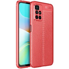 Case Street Casestreet Xiaomi Redmi Note 11 4g Kılıf Niss Silikon Deri Görünümlü Kamera Korumalı+Nano Glass Kırmızı