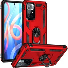 Case Street Casestreet Xiaomi Poco M4 Pro 5g Kılıf Vega Tank Standlı Yüzüklü Mıknatıslı Kırmızı