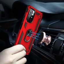 Case Street Casestreet Xiaomi Poco M4 Pro 5g Kılıf Vega Tank Standlı Yüzüklü Mıknatıslı+Nano Glass Lacivert