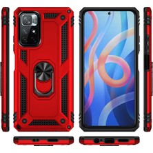 Case Street Casestreet Xiaomi Poco M4 Pro 5g Kılıf Vega Tank Standlı Yüzüklü Mıknatıslı+Nano Glass Lacivert