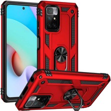 Case Street Casestreet Xiaomi Redmi Note 11 4g Kılıf Vega Tank Standlı Yüzüklü Mıknatıslı+Nano Glass Kırmızı