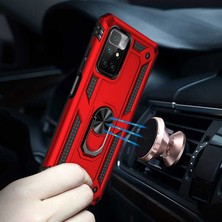 Case Street Casestreet Xiaomi Redmi Note 11 4g Kılıf Vega Tank Standlı Yüzüklü Mıknatıslı+Nano Glass Kırmızı