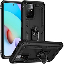 Case Street Casestreet Xiaomi Redmi Note 11 4g Kılıf Vega Tank Standlı Yüzüklü Mıknatıslı+Nano Glass Siyah