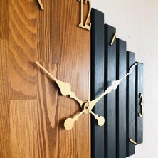 Decodual El Yapımı Masif Ahşap Duvar Saati 50 x 50 cm Ceviz ve Antrasit