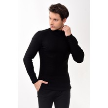 Belifanti Collection Erkek Balıkçı Yaka Boğazlı Slim Fit Kazak Siyah