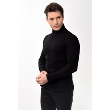 Belifanti Collection Erkek Balıkçı Yaka Boğazlı Slim Fit Kazak Siyah