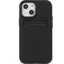 Hello-U iPhone 13 Mini Için Kauçuk Yüzeyli Kartlıklı Çizilmez Pc + Tpu Telefon Kılıfı - Siyah  (Yurt Dışından)